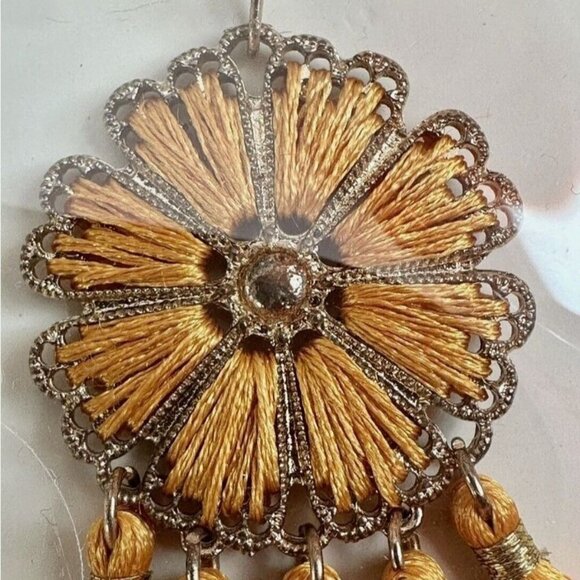 Noir Earrings Orange Tassel Drop Dangle Light Weight Floral Boho 2" Fringe NEW - Picture 4 of 15
